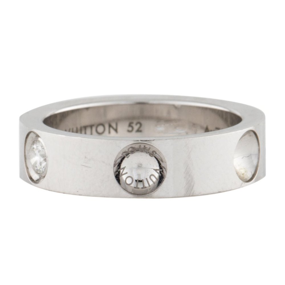LOUIS VUITTON 18K WHITE GOLD & DIAMOND EMPREINTE BAND RING - Picture 4 of 8